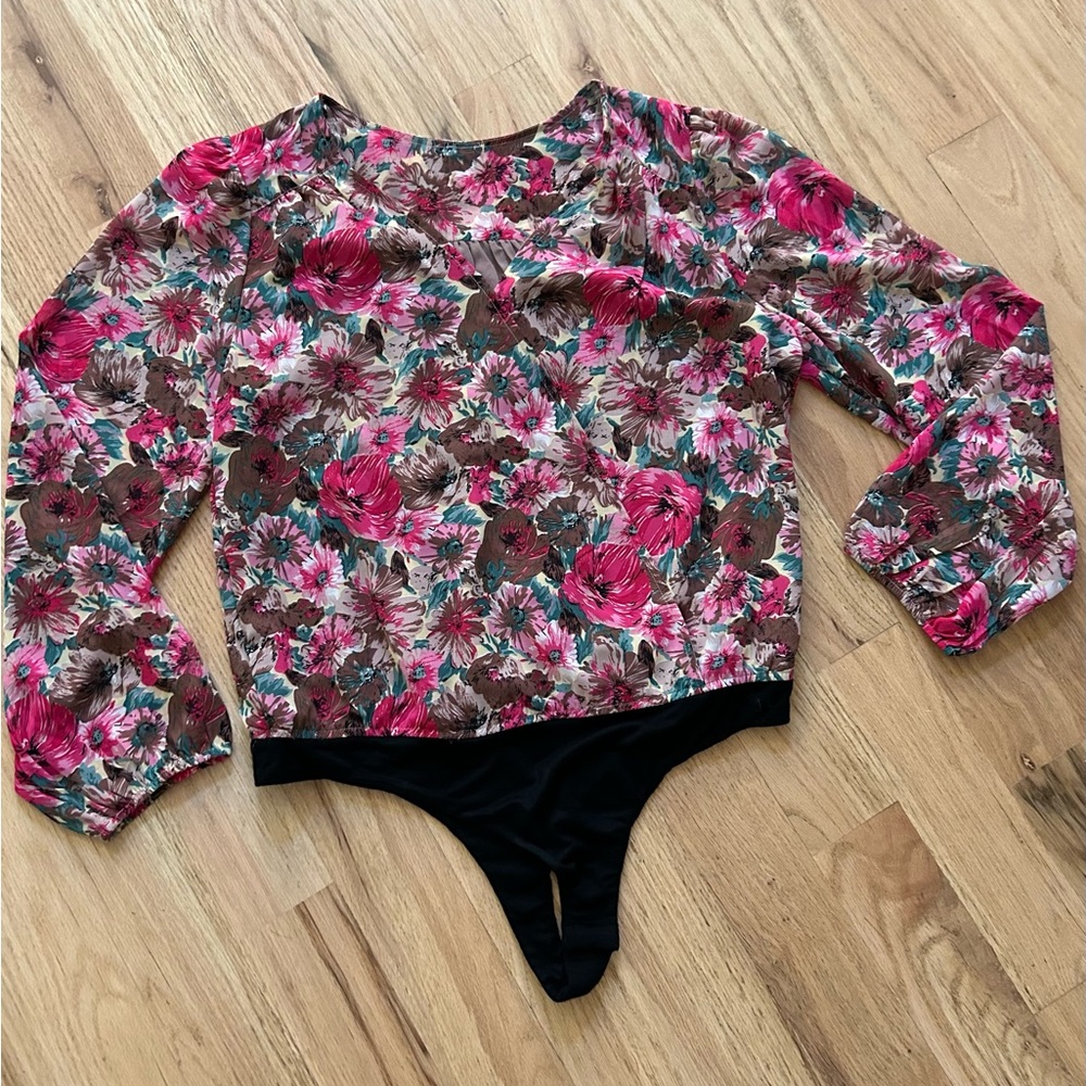 Floral Long Sleeve Bodysuit NWOT
